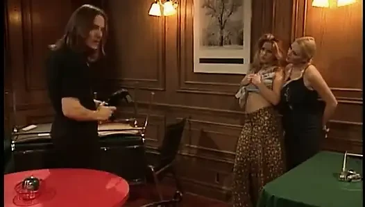 Hot girl gets fucked doggystyle with a big cock and girlfriend rubs her pussy
