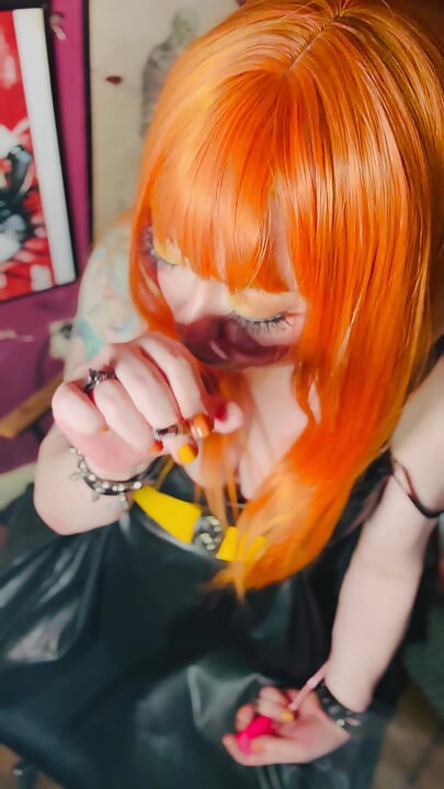 Hot Ginger Beauty, Tina Snua, Smoking A Cigarette In A Leather Dress - Snap Inhales OMI OME Drifting Cough