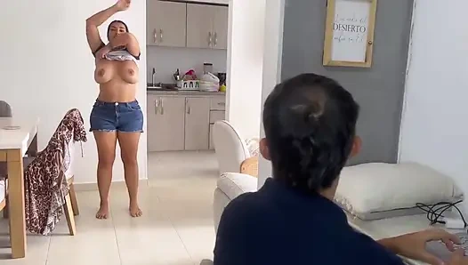 Ups! I'm Very Stupid Being Employed I'd Better Make You a Russian Dick with My Huge Tits in the Pool