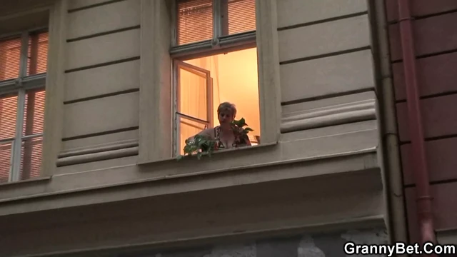 Stranger fucks old granny from behind