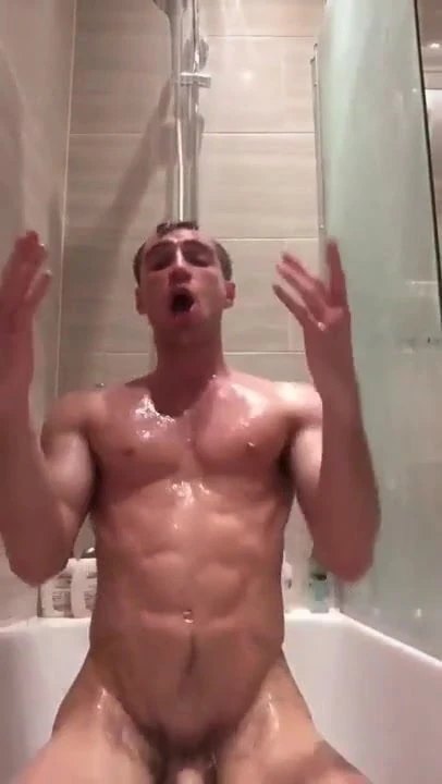 Cute boy dancing naked in bathroom 2