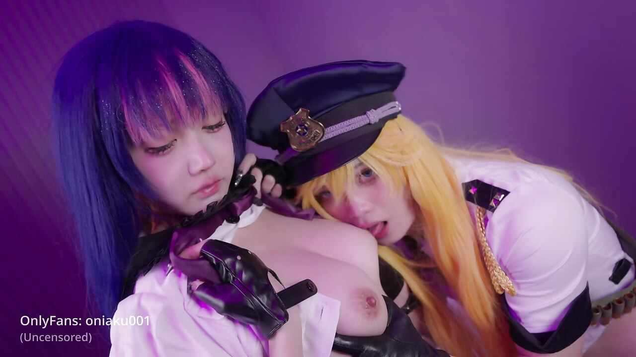 Panty&Stocking-Roztomilá holka Aku a femboy Aroma cosplay Stocking & Panty kouření & sex