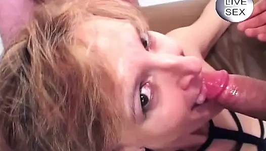 Cewek sange ini lagi asik nyepong kontol sampai dicrot di muka dan pantatnya