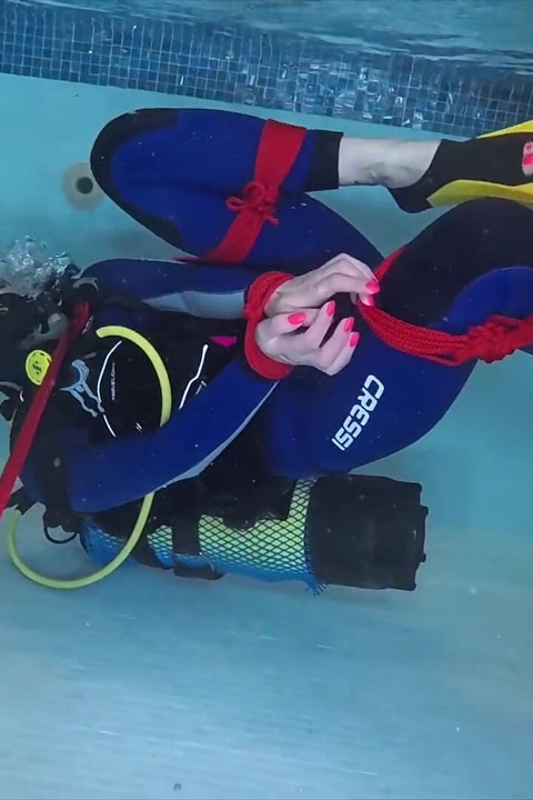 Underwater Bondage in Scuba Tied Tight & Dragged Through Water