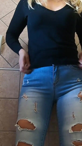 Stunning moment from "Try skinny jeans.The Stepsister Big ass struggles to fit her booty inside her jeans"