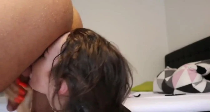Sexy brunette sucking dick until you cum on her bitch face