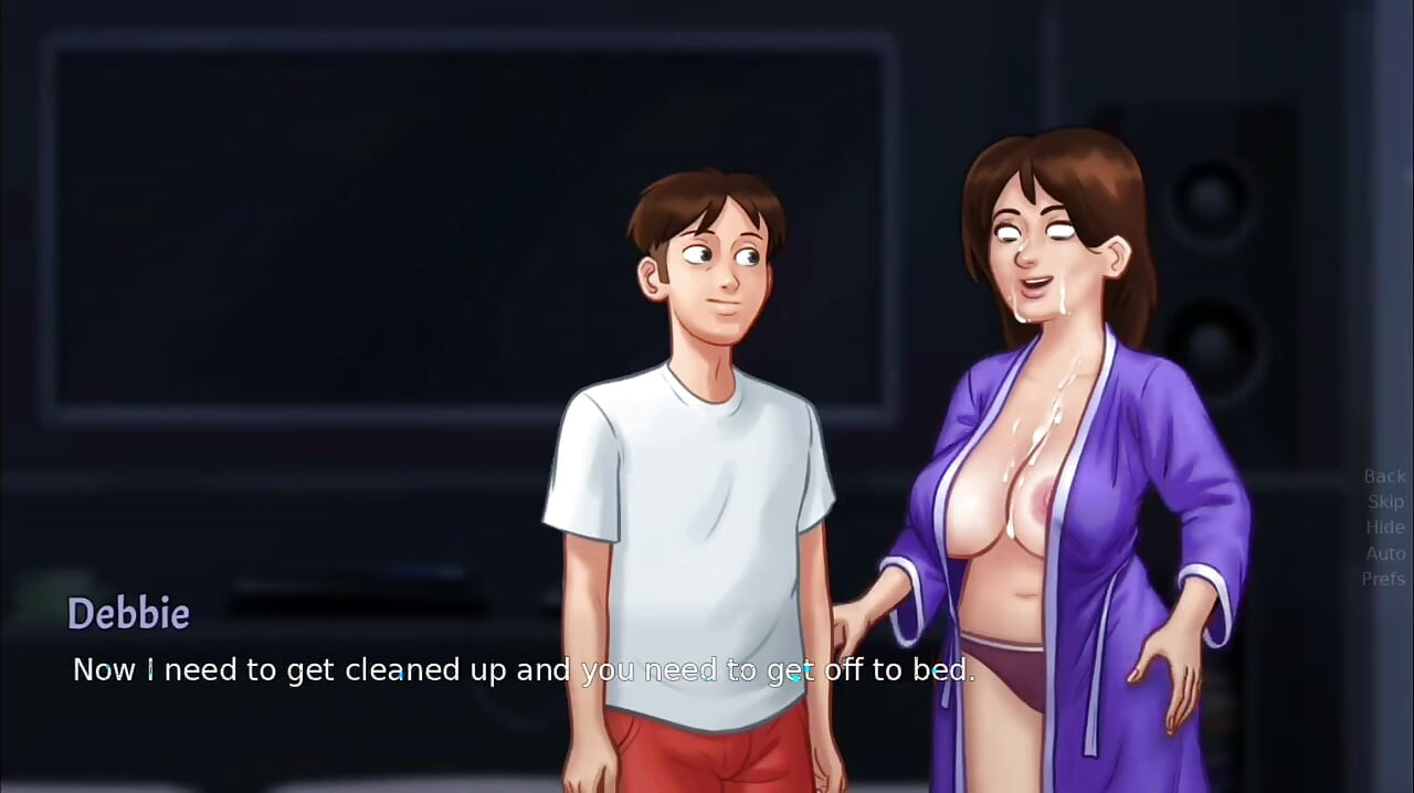 Landlady Catches Student Jerking Off, Then Rubs His Huge Cock - summertime saga gameplay part 4