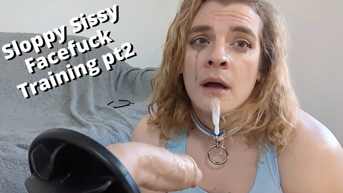 Sloppy Sissy Spit Fetish Face Fuck Deepthroat Training Pt 2 -Full video on LayneLovee Manyvids, Watch this cute blonde sissy bo