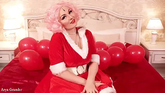 Yastık mastürbasyonu ve hava balonu fetişi Noel Baba orta yaşlı seksi kadın