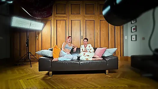Interview Gone Wild Lesbian Pussy Share and Intense Orgasm