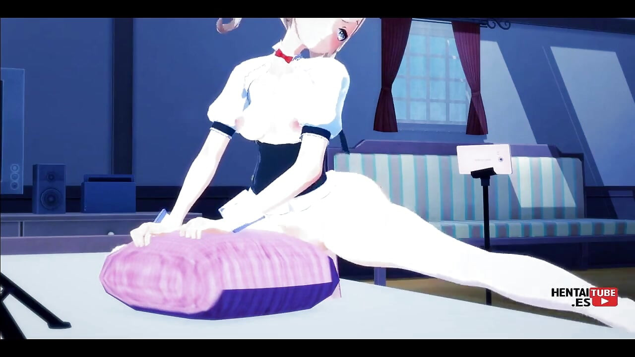 Genshin impact хентай - Барбара знімає себе за допомогою ділдо, поки Лумін таємно спостерігає за нею і мастурбує