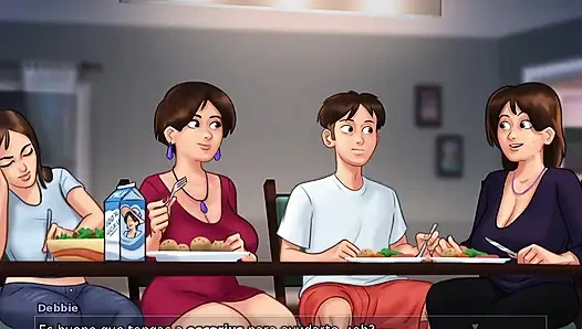 Aunt-in-law at Family Dinner Ends Up Tempting Landlady's Stepson - Summertime Saga