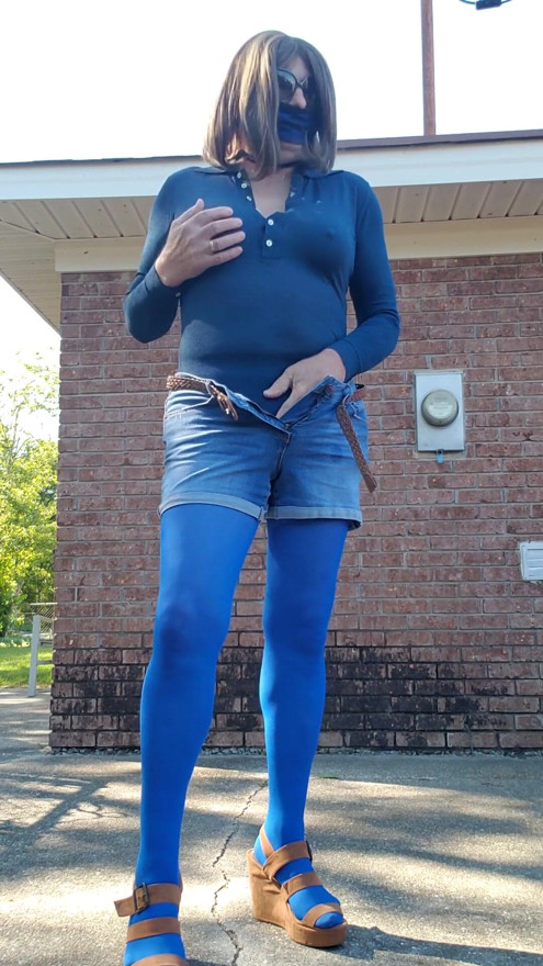 Sexy Cd outdoors pantyhose leotard feeling myself tease. | Clip 1