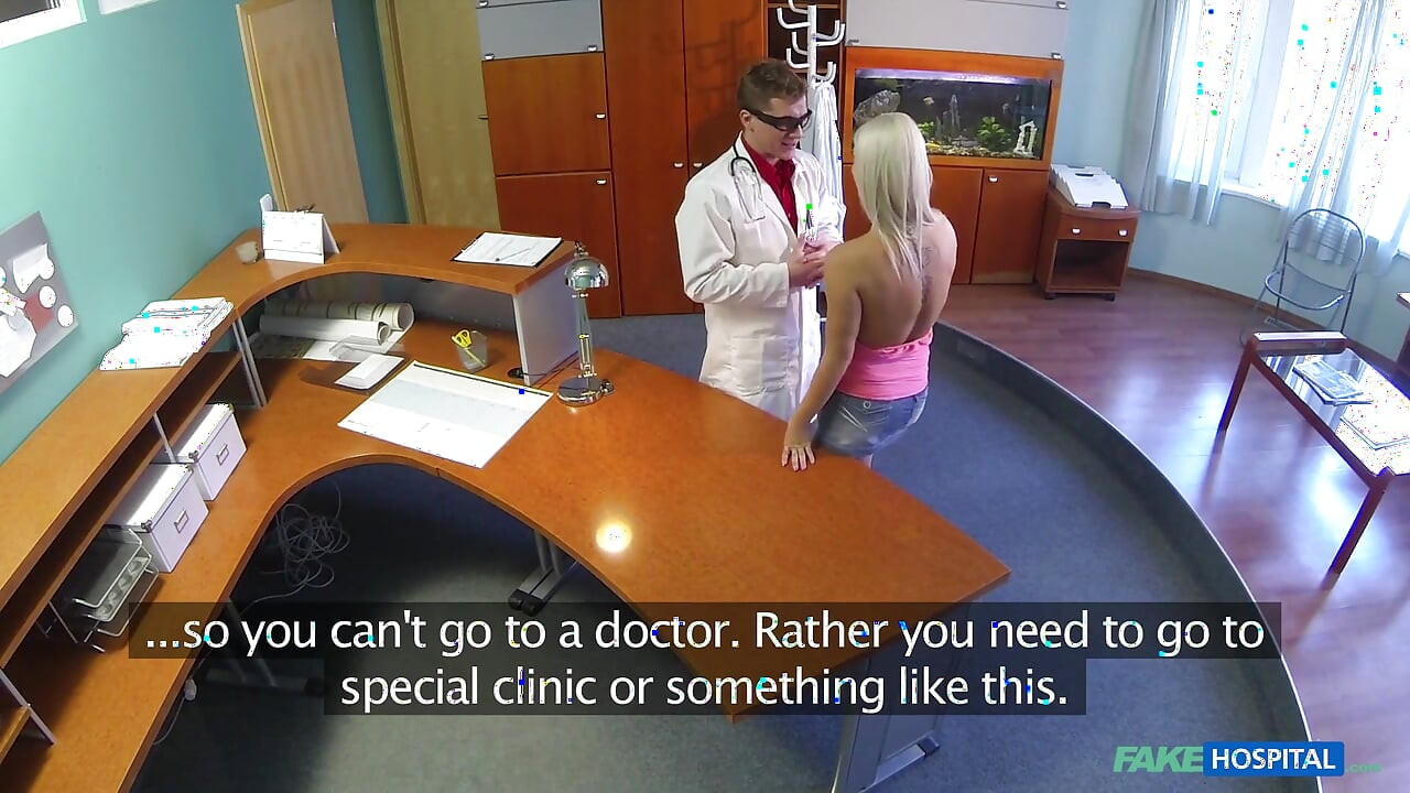 Fake Hospital - Sexy Blonde Sucks a Doctor Cock Before Getting Probed on Office Desk