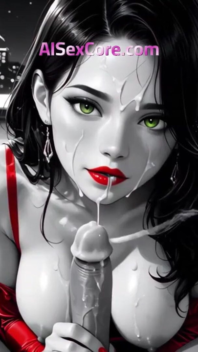 Noir vixen rides wild in red dress while creamy load bursts across her perfect tits (AI) | Clip 2