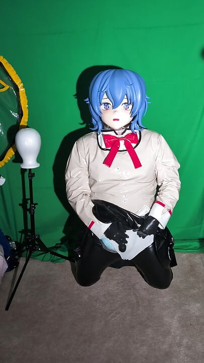 PVC Kigurumi Cosplayer Madoka Uniform Vibrator and Breathplay