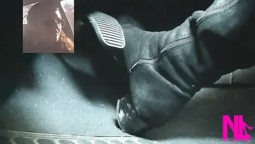Driving Fast in Black Suede Knee High Boots