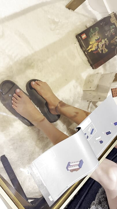 My Feet on Display While I Build Lego
