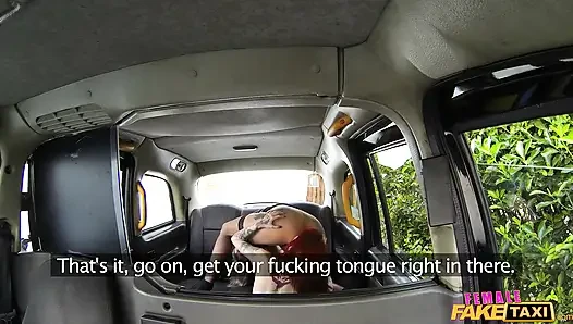 Female Fake Taxi - Blonde Lesbian Cab Driver Dominates Tattooed Redhead