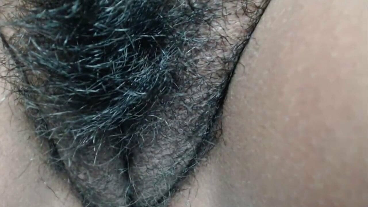 hairy Mexican shows pussy up close