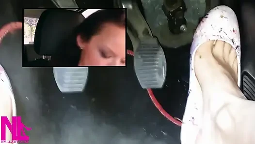 Вождение и накачка педалей в цветочных балетках