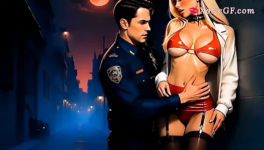Polis memuru sokaktan bir fahişeyle sert anal seks yapıyor (yapay zeka oluşturulmuş)