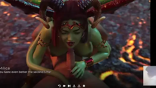 Bir şeytan succubus'ını sert sikiyorum! Onu gırtlağına kadar alıyorum ve götüne boşalıyorum.
