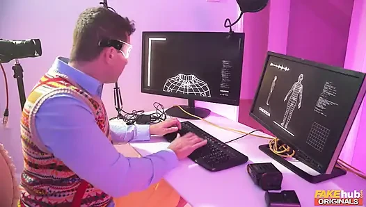 FakeHub Originals - ботаник Brad Knight создает идеальную женщину и приносит ее к жизни в виде украинской красотки Mia Trejsi