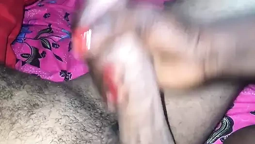 Nubian Bitch in a Handjob Play on a White Cock