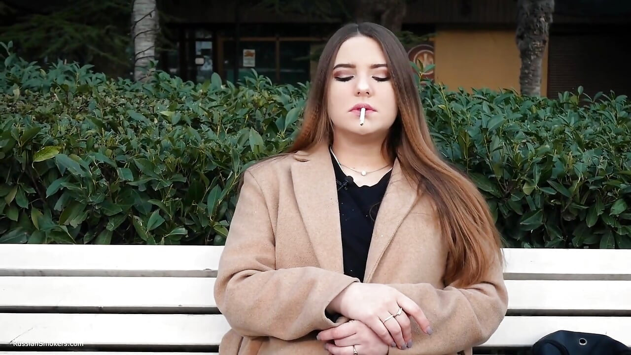 Russian Girl Spends Her Lunch Break Smoking 3 Cigs in a Row