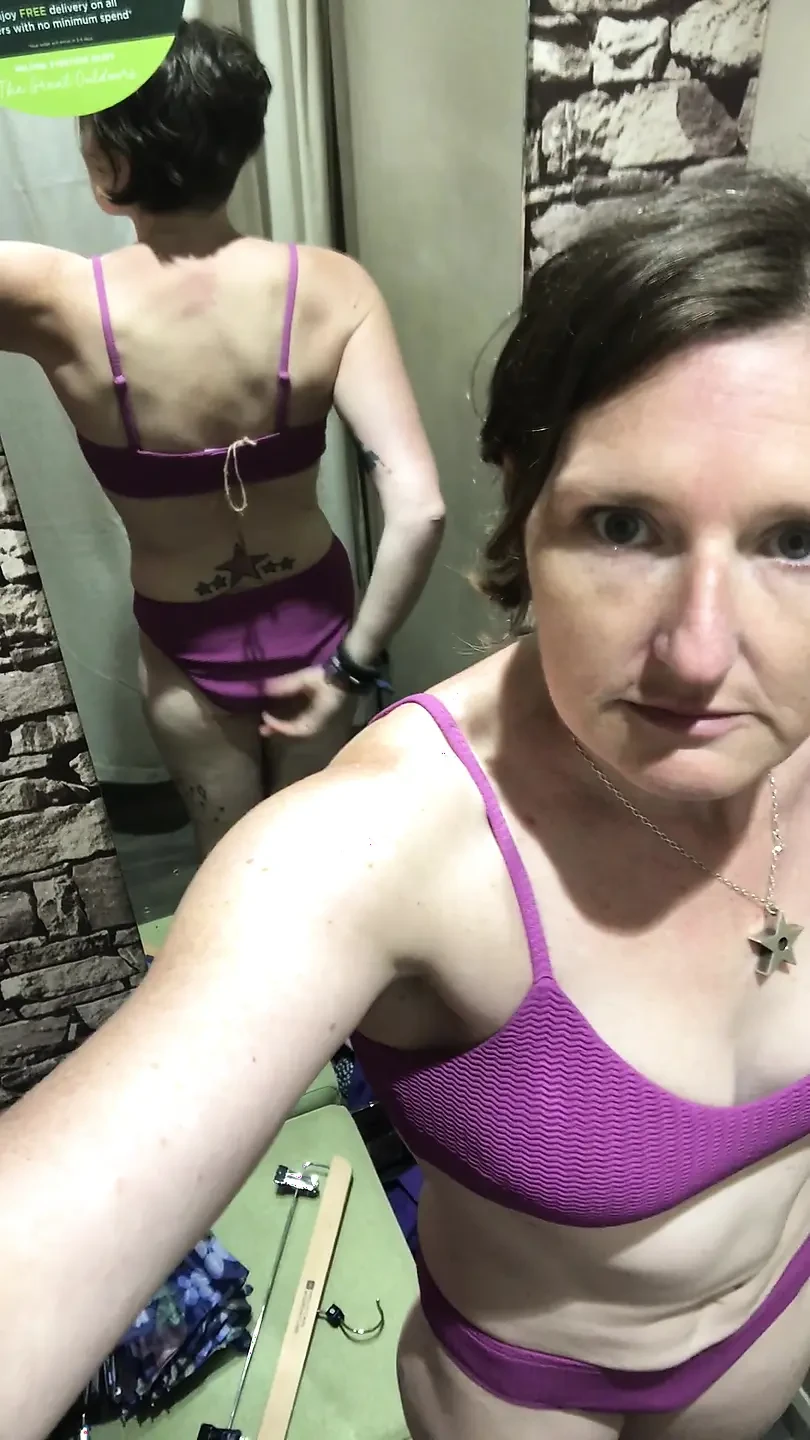 Trying on bikinis as retail therapy after a hairdresser absolutely ruined my hair when I went for a trim!