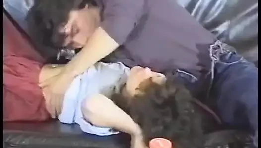 Petite slut rides cock and gives a great blow job on the couch