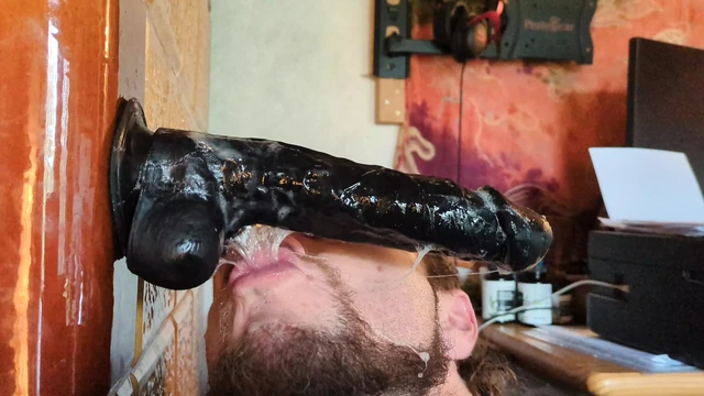 Dirty sloppy dildo deepthroat 2