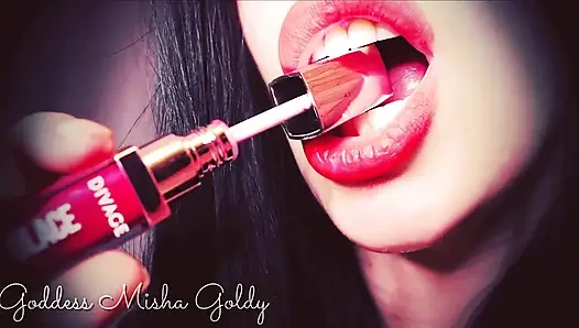 Wächst deine Sucht nach meinen großen roten lippen! Ich weiß, dass du lust mit meinem heißen mund hast!