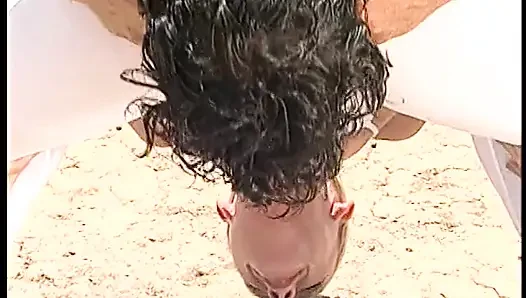 Excellent blonde lady in white gets dick in her tight asshole