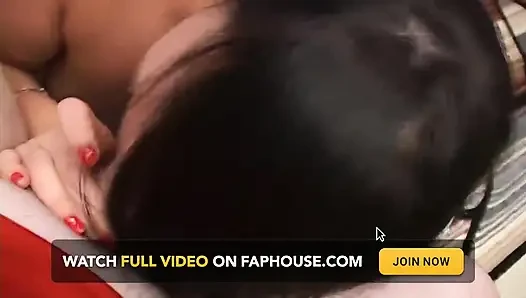 Mature Brunette MILF Gags Hard on Massive Cock
