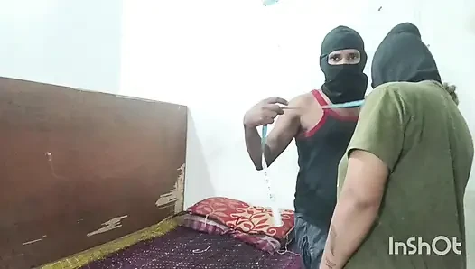 Tailor come to lady's house to take their clothes measurements