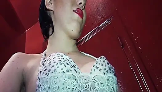 France Babe Eating Cum in Sex Store