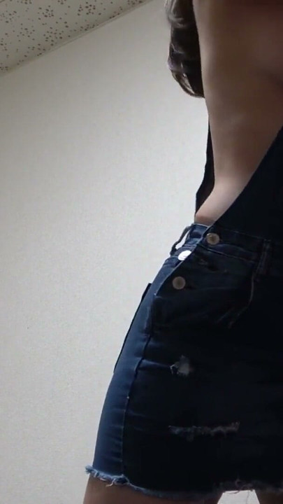 Naked Akemi Miu wearing panties and wearing overalls | Clip 1