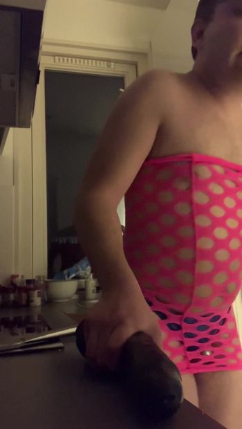 Sissy slut exposed in front of his window while his neighbour is watching