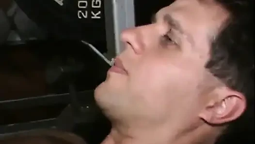 Freaky naked male gym trainee penetrates instructor's pussy and butt with toys