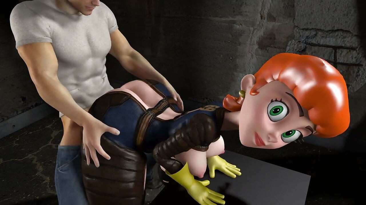 Dexterova máma ohnutá přes bušení ve stoje a Dexterova laboratorní parodie