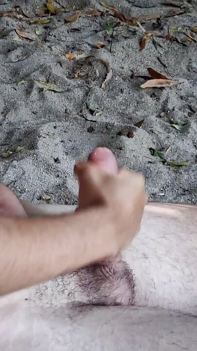 Jerking off hot in the river