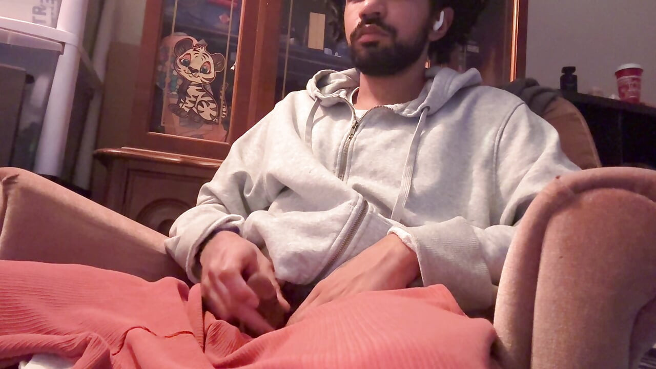 Jerking My Big Hairy Dick in Recliner - Thick Cock, Hairy Balls & Bush, Massive Cum from Chest to Pubes
