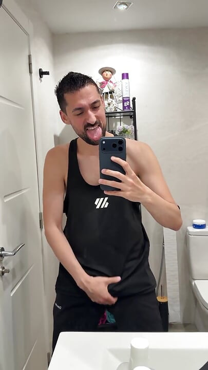 Hot Stepdaddy Jerking off in Bathroom