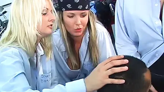 Biker guy sucks and takes strap-ons from bitches