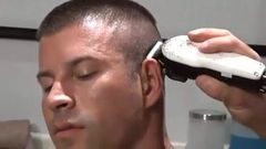 Army men fuck at barber shop