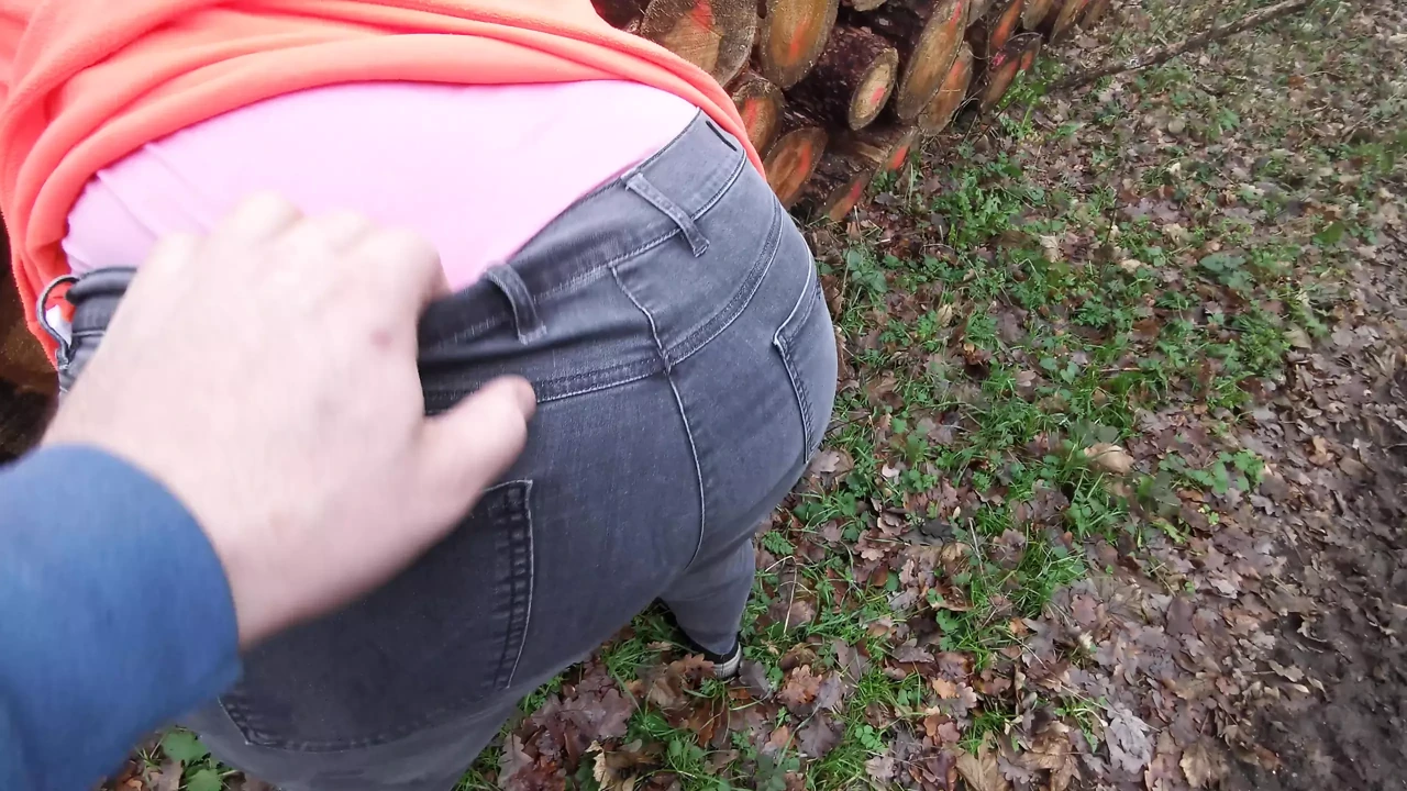 Ass spanking while hiking through the woods