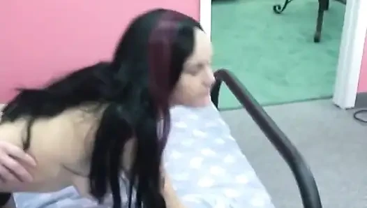 Nerdy dude eats perky brunette's pussy then gets head and fucks her