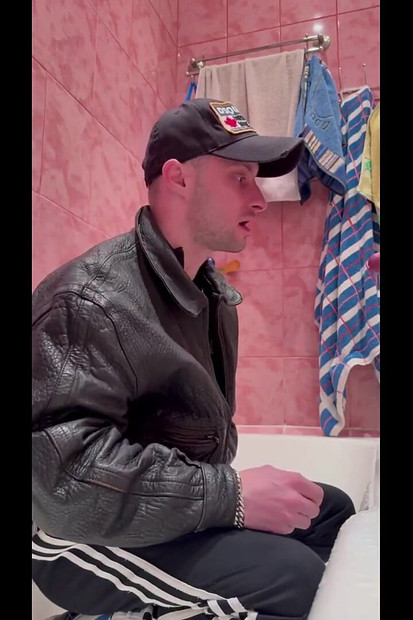 Scally Chav Guy in Leather and Sport Gear Get Pissing